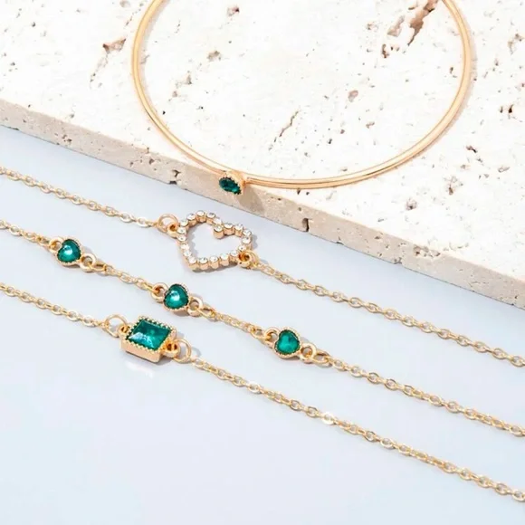 Heart & Square Bracelet Set - Picture 2 of 5